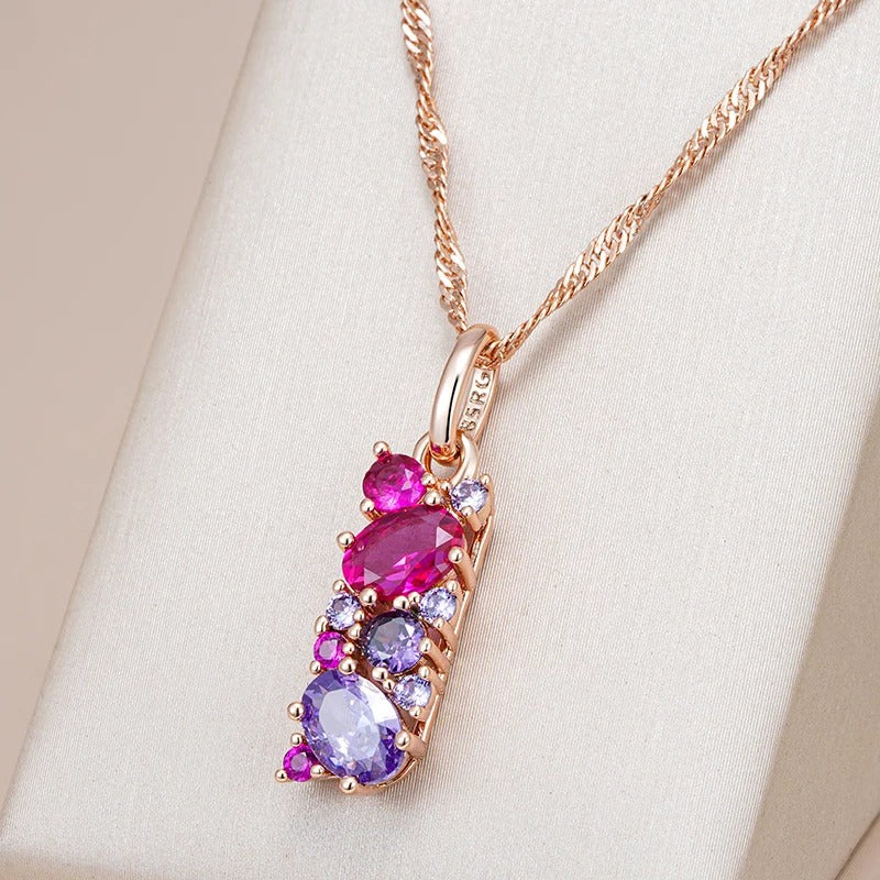 Colier din argint placat cu aur roz 18K si zirconiu
