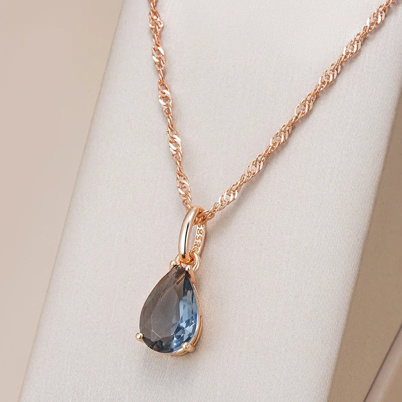 Colier din argint placat cu aur roz 18K si zirconiu