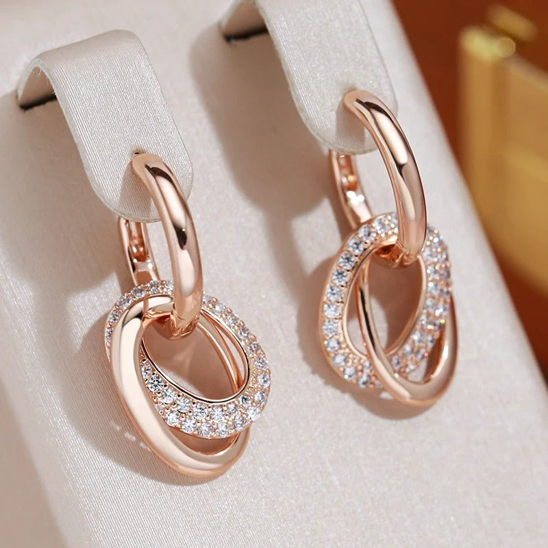 Cercei din argint placati cu aur roz 18K