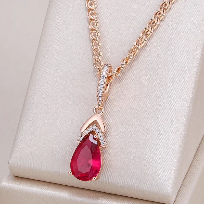 Colier din argint placat cu aur roz 18K si rubin