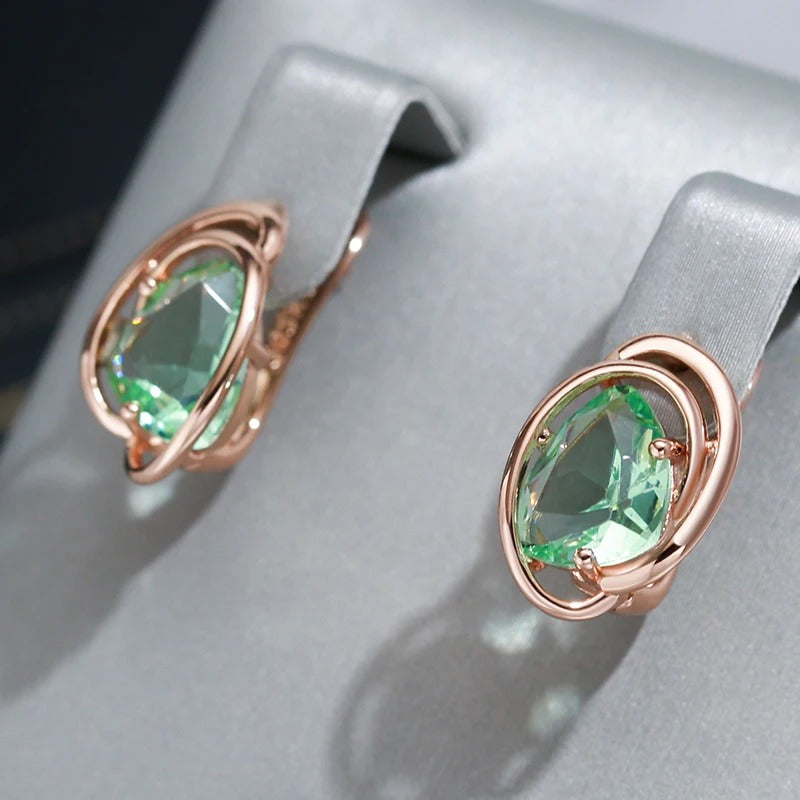 Cercei din argint placati cu aur roz 18K si topaz