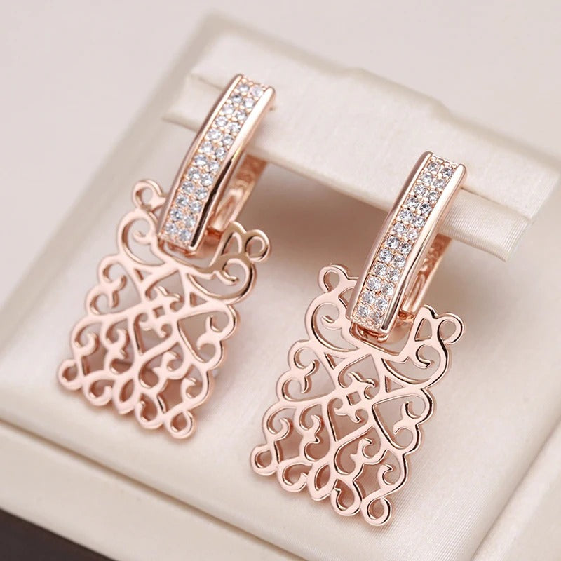 Cercei din argint placati cu aur roz 18K