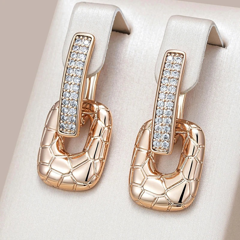 Cercei din argint placati cu aur roz 18K
