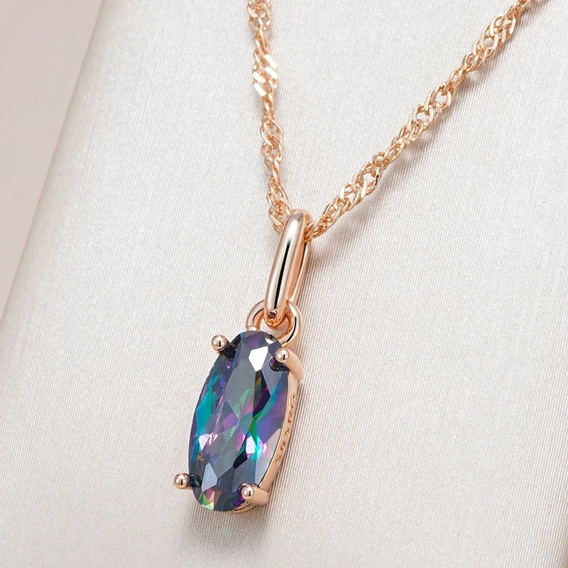Colier din argint placat cu aur roz 18K si topaz mistic