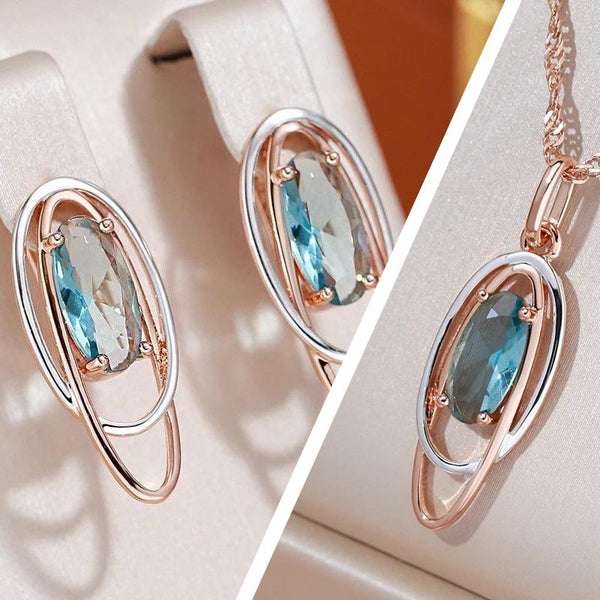 Set colier si cercei din argint placati cu aur 18K si zirconiu "Crystal Dream"