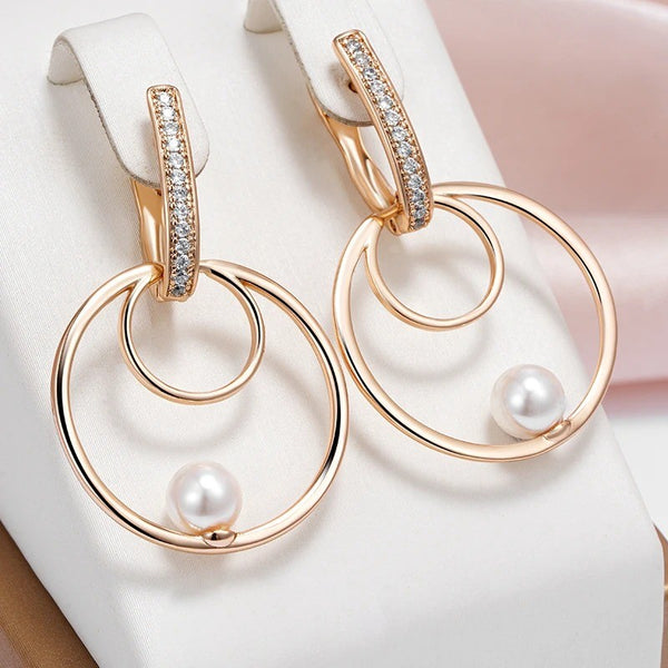 Cercei din argint placati cu aur roz 18K si perlă naturală "Pearl Hypnosis"