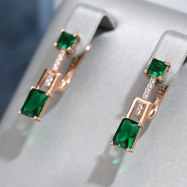 Cercei din argint placati cu aur roz 18K si smarald "Emerald Moon"