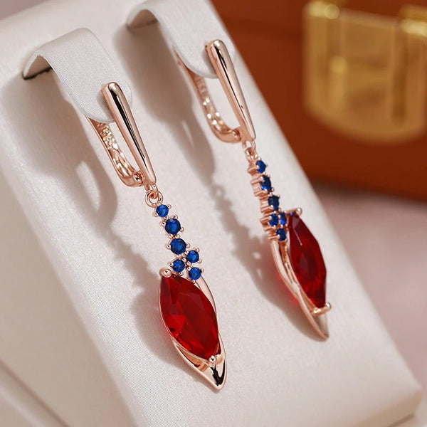 Cercei din argint placati cu aur roz 18K si zirconiu "Dragonfruit Banquet"