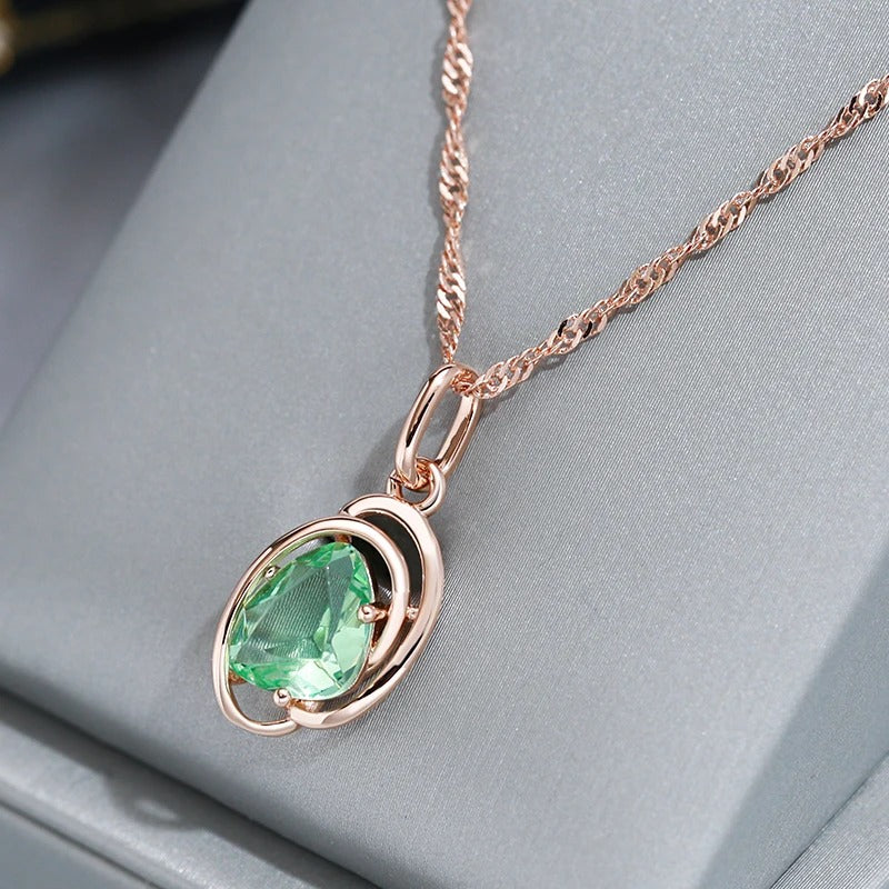 Colier din argint placat cu aur roz 18K si topaz 