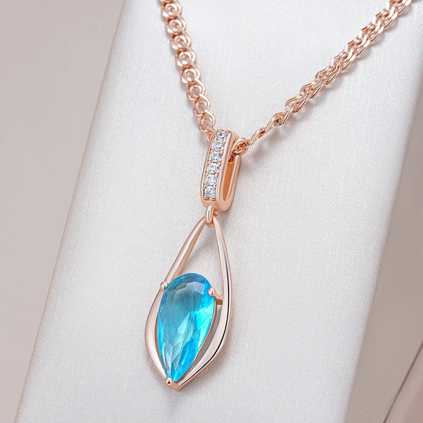 Colier din argint placat cu aur roz 18K si zirconiu "Ocean Eyes"