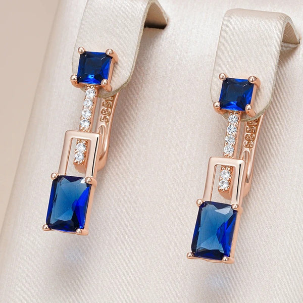 Cercei din argint placati cu aur roz 18K si safir "Sapphire Moon"
