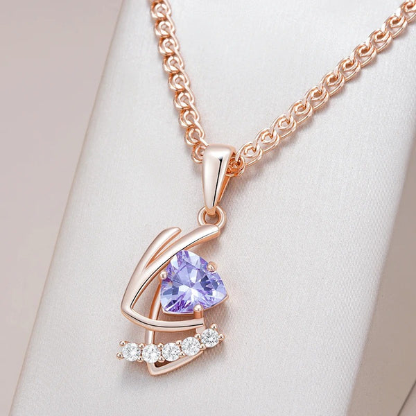 Colier din argint placat cu aur roz 18K si zirconiu "Azure Kiss"