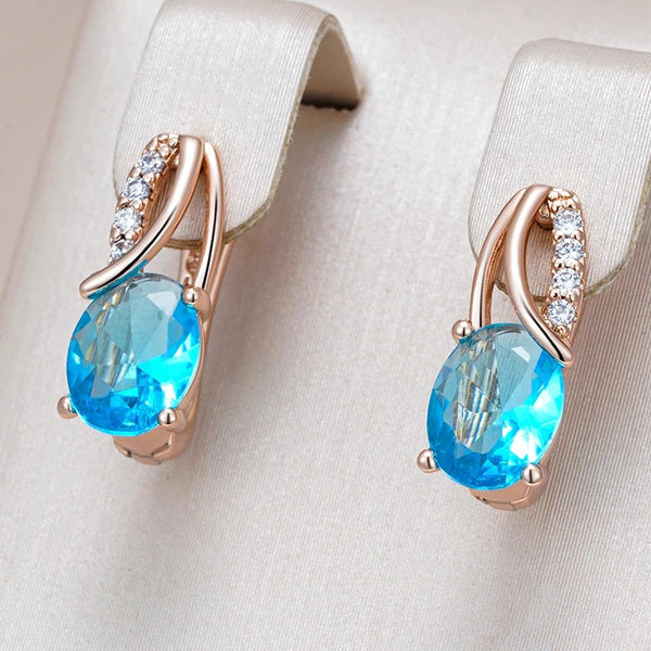 Cercei din argint placati cu aur roz 18K si topaz "Sky Mirror"