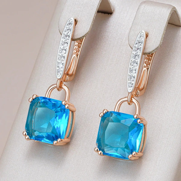 Cercei din argint placati cu aur roz 18K si zirconiu "Dainty Ocean"