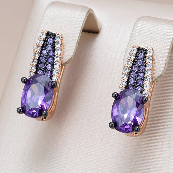Cercei din argint placati cu aur roz 18K si ametist "Bet on Purple"