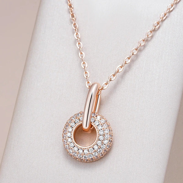 Colier din argint placat cu aur roz 18K "Diamonds Circle"