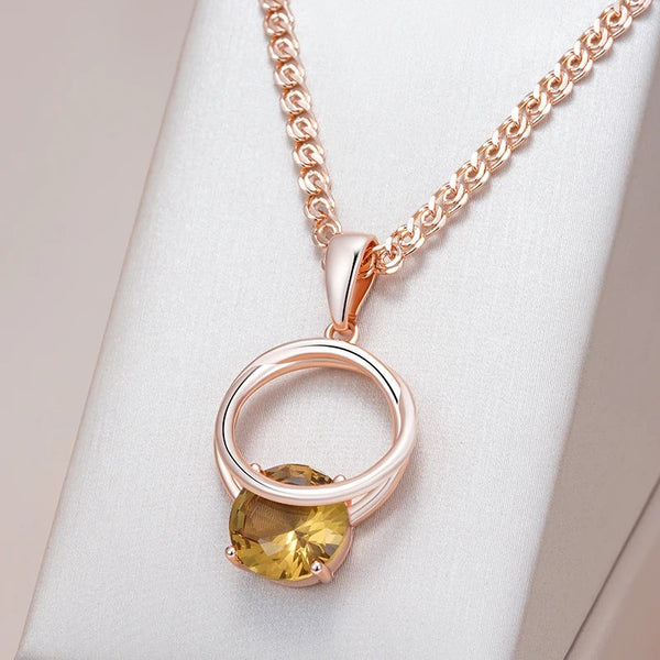 Colier din argint placat cu aur roz 18K si cuart "Disco Ball"