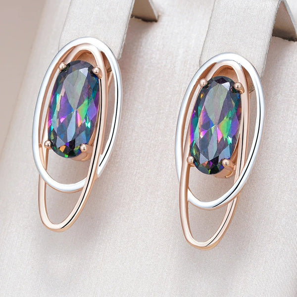 Cercei din argint placati cu aur roz 18K si topaz mistic "Mystical Dream"
