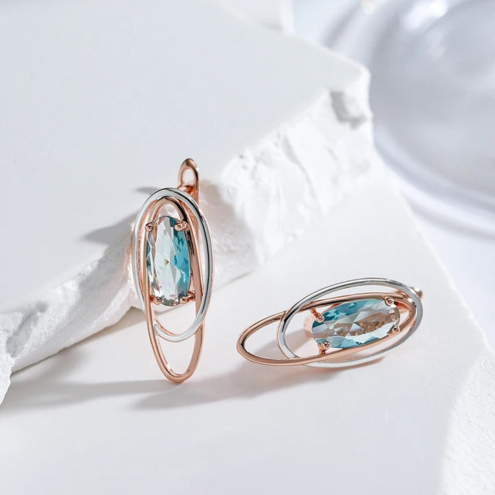 Cercei din argint placati cu aur roz 18K si zirconiu "Crystal Dream"